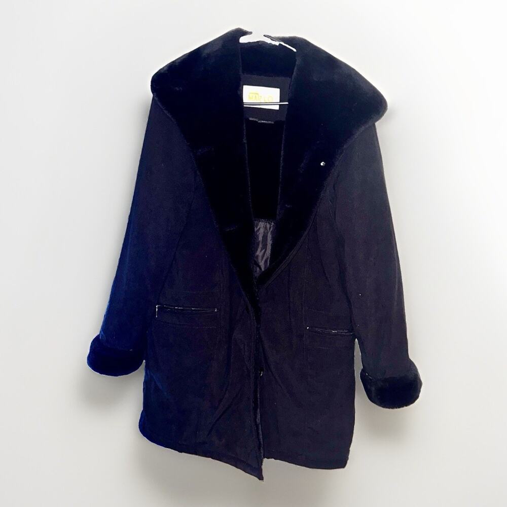 Hannah by Mar-Lo Arctic Warmth TechnoFill Black Faux Fur Winter Coat Sz Small S